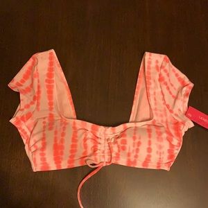 Xhilaration Coral tie-dye bikini top
